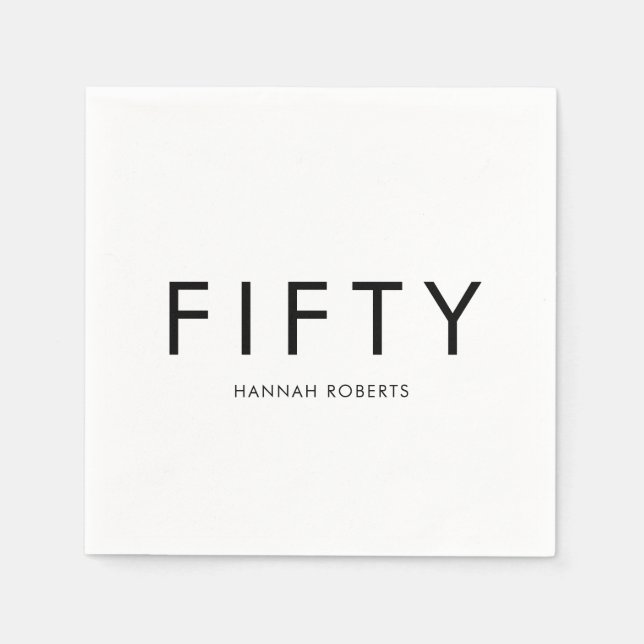 Fifty Name 50th Birthday Party Napkin (Front)