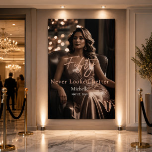 Fifty Never Looked Better Rose Gold Glam 50th Birt Banner
