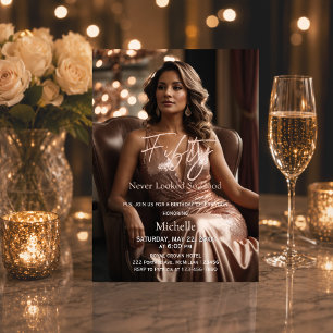 Fifty Never Looked So Good Chic Rose Gold Birthday Invitation