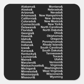 Fifty States Ampersand List USA Square Sticker
