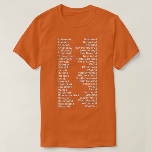 Fifty States Ampersand List USA T-Shirt (Design Front)
