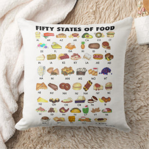 FIFTY STATES OF FOOD United States America USA Art Cushion