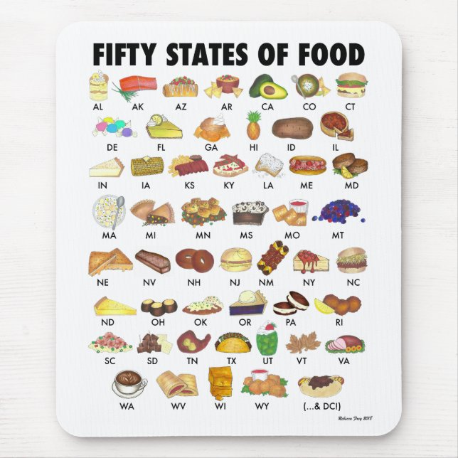 FIFTY STATES OF FOOD United States America USA Art Mouse Pad (Front)
