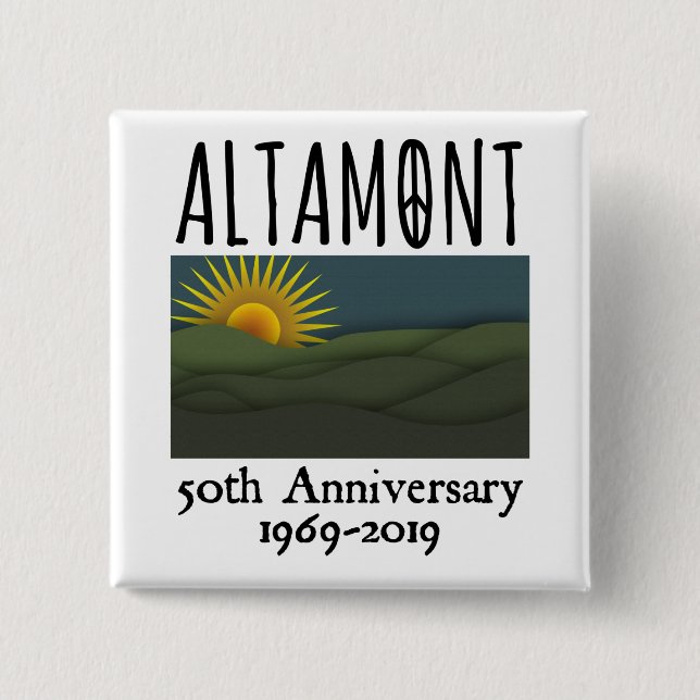 Fifty Years Altamont Speedway Free Concert 1969 15 Cm Square Badge (Front)