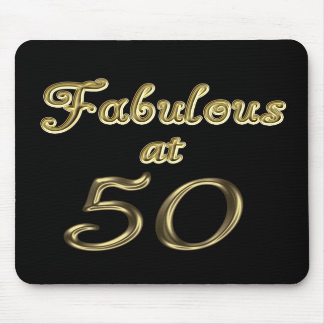 Fifty Years Fabulous at 50 Gold Typography Age 50 Mouse Pad (Front)