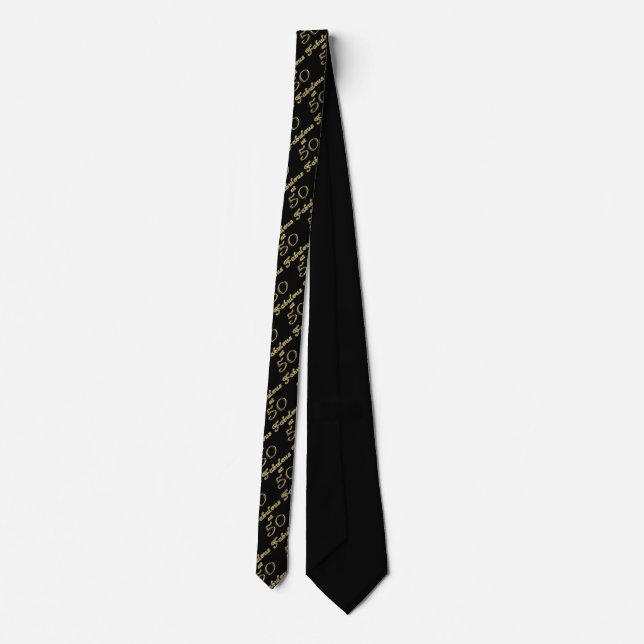 Fifty Years Fabulous at 50 Gold Typography Age 50 Tie (Back)