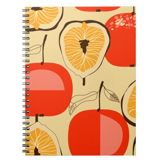 Fig, apple, retro seamless style. notebook (Front)