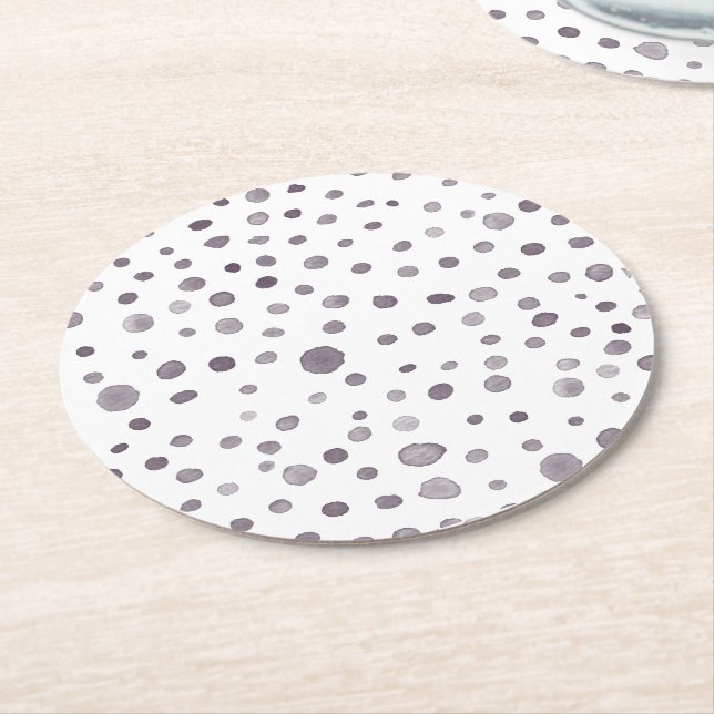 Fig Confetti Watercolor Dots Paper Coaster (Angled)