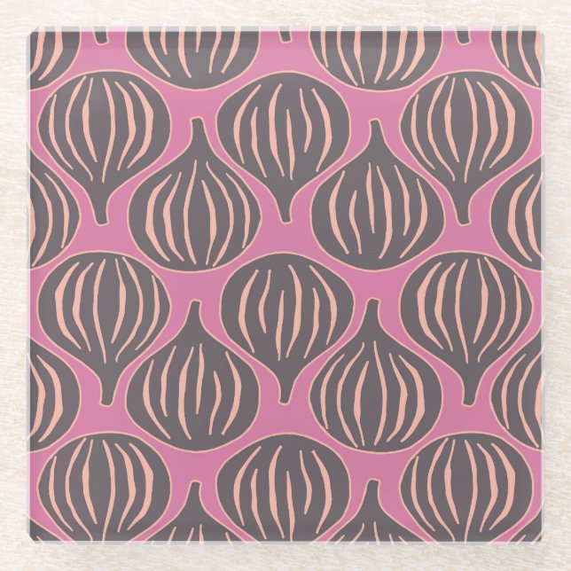 Fig Fantasy: Vintage Holiday Seamless Glass Coaster (Front)