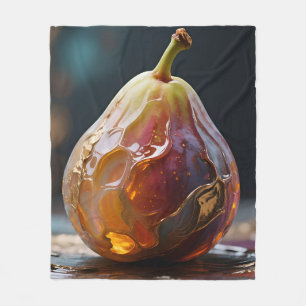 Fig Fruit Amber Glass Sculpture Fleece Blanket