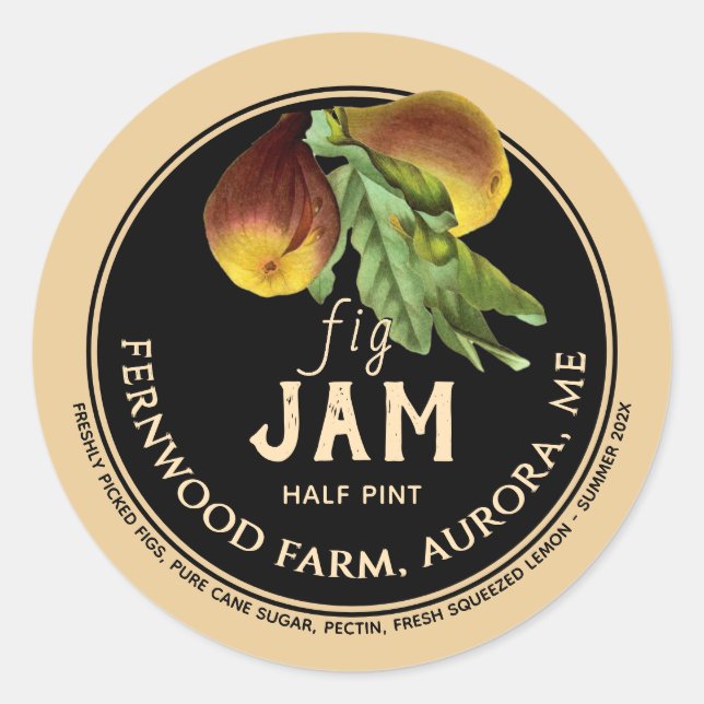 Fig Jam Jelly Jar Label Kraft Homemade  (Front)