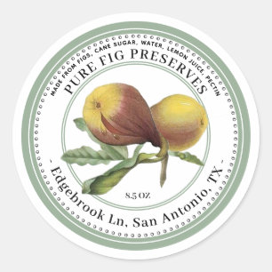 Fig Preserve with Vintage Figs Illustration Classi Classic Round Sticker