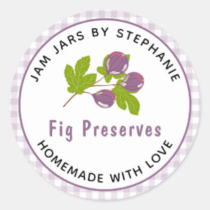 Fig Preserves Homemade with Love Plaid Canning Classic Round Sticker