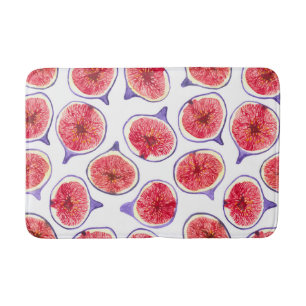 Fig slices watercolor bath mat
