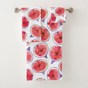 Fig slices watercolor bath towel set