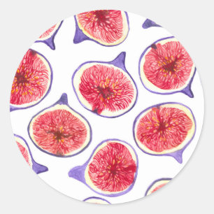 Fig slices watercolor classic round sticker