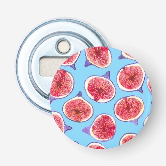 Fig slices watercolor pattern bottle opener (Front)