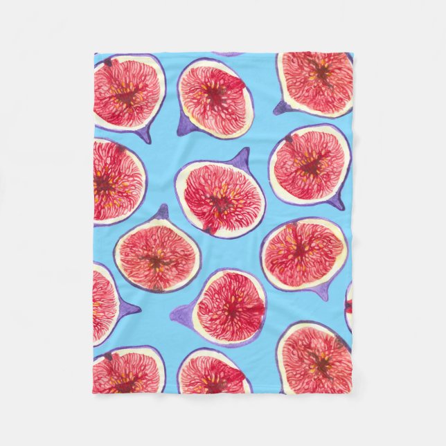 Fig slices watercolor pattern fleece blanket (Front)