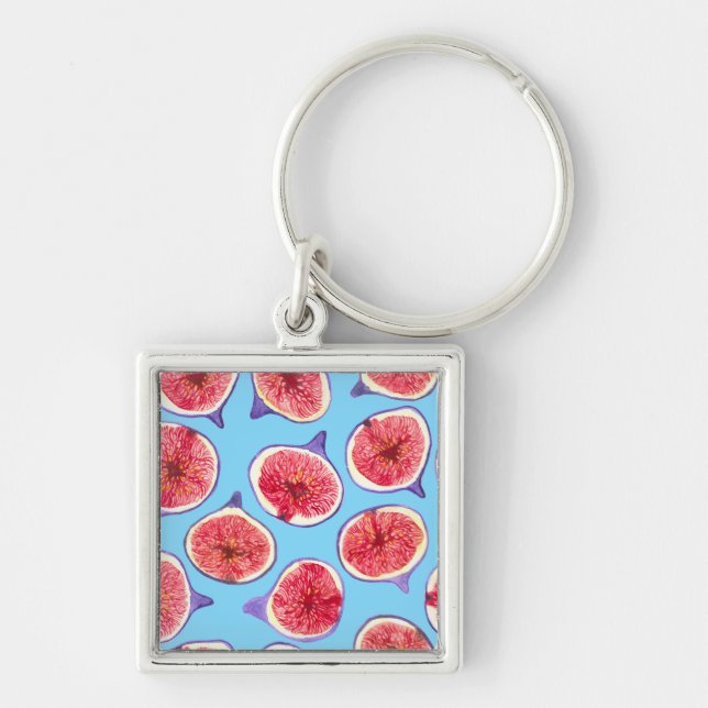 Fig slices watercolor pattern key ring (Front)