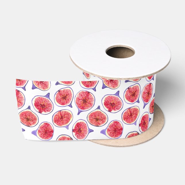 Fig slices watercolor satin ribbon (Spool)