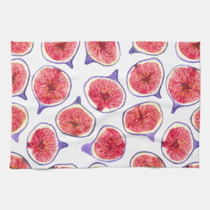 Fig slices watercolor tea towel