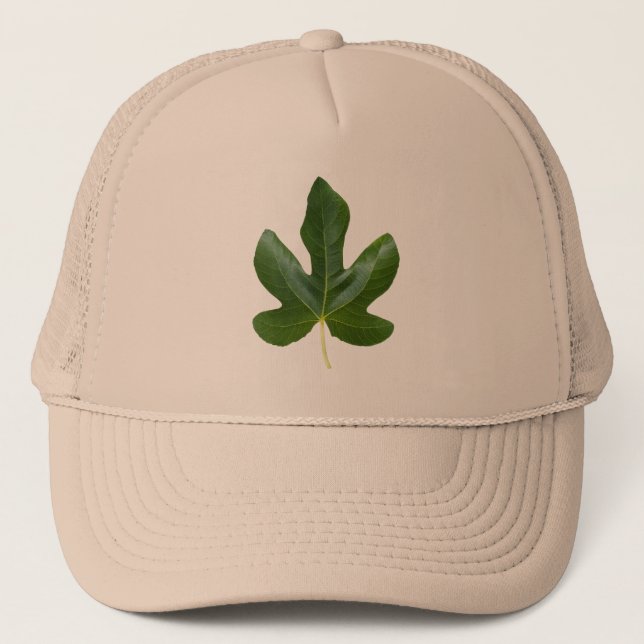 Fig tree Single Green leaf closeup isolated Trucker Hat (Front)