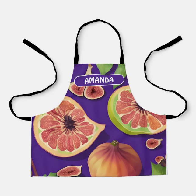 Fig Watercolor Colourful Personalised Pattern Apron (Front)