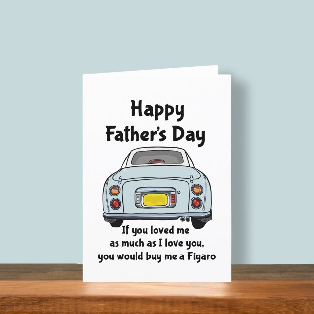 Figarations Blue Figaro Car Father's Day Card (Fun figgy Father's Day card to send to your dad. He may buy you a figaro is you ask nicely)
