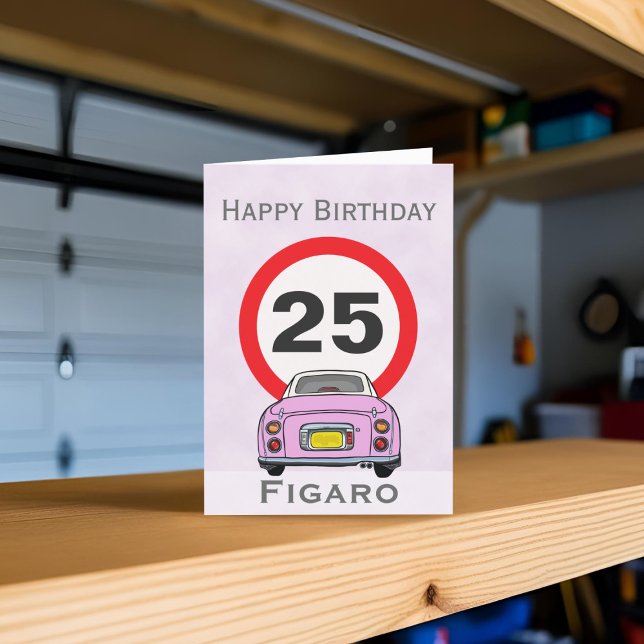 Figarations Candy Pink Figaro Car Birthday Card (Happy birthday to your car! (or send it to your figaro loving friends))