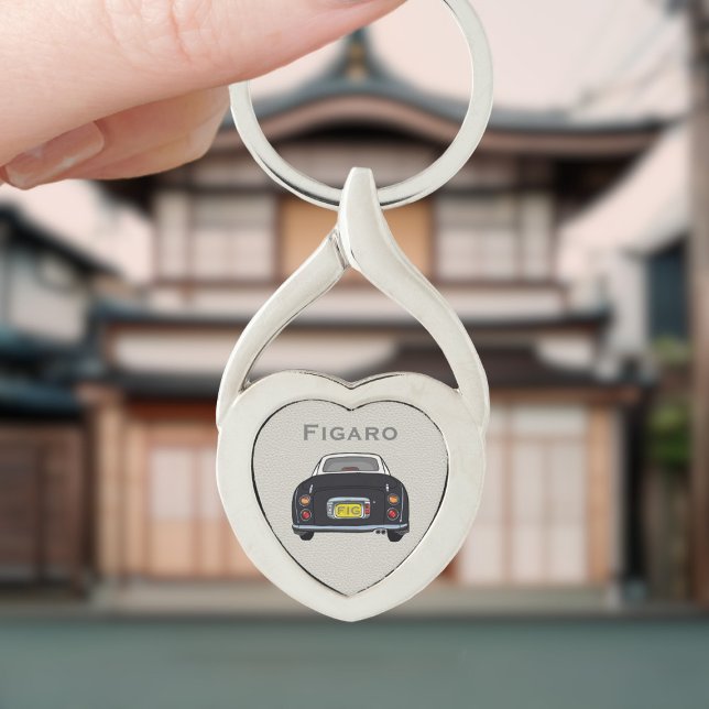 Figarations Cute Black Figaro Car Monogram Heart Key Ring (For your figaro car keys. Just add your name and initials)