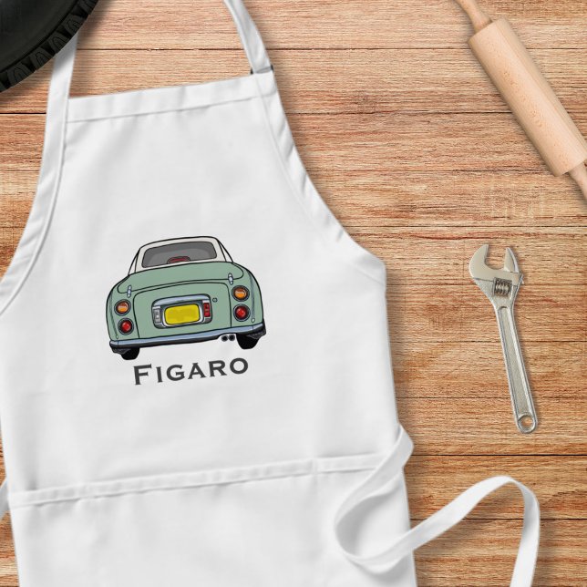 Figarations Cute Green Figaro Motor Car Name Standard Apron (A emerald green figaro apron perfect for the kitchen or garage. Add your name!)