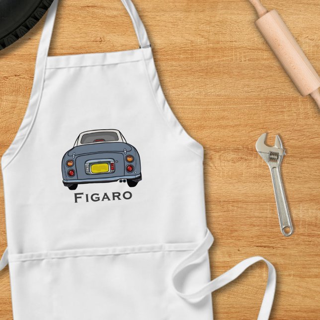 Figarations Cute Lapis Grey Figaro Garage Apron (A lapis grey figaro apron perfect for the kitchen or garage. Add your name!)