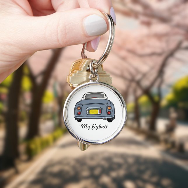 Figarations Cute Lapis Grey Figaro Keychain (Cute lapis grey figaro car keychain with space for your name)