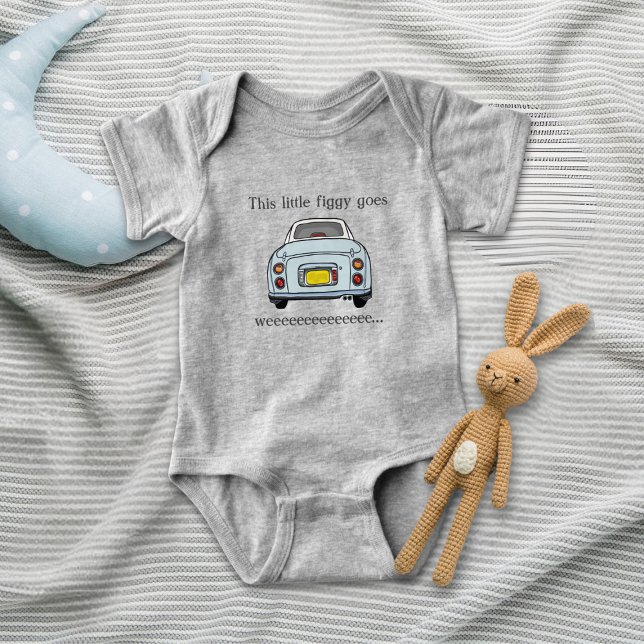 Figarations Cute Little Blue Figaro Car Name Baby Bodysuit (Wee! A cute figaro car baby bodysuit)