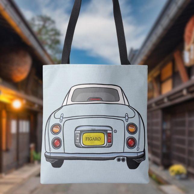 Figarations Cute Pale Aqua Figaro Name Tote Bag (Add your car reg number or figgy car name to this cute pale aqua figaro car tote bag)
