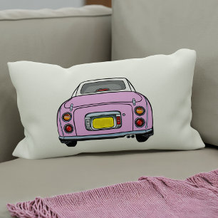 Figarations Cute Pink Figaro Car Plaid Silhouette Lumbar Cushion
