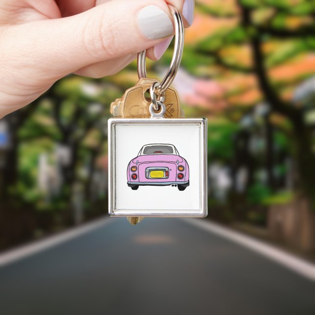 Figarations Cute Pink Figaro Car Square Key Ring (Cute pink figaro car keychain for your car keys)