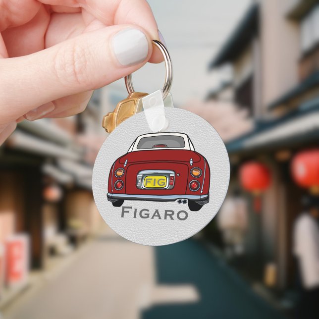 Figarations Cute Red Figaro Car Name Monogram Key Ring (Add your name and initials to this cute red figaro car keychain.)