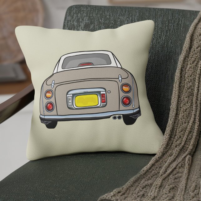 Figarations Cute Topaz Mist Figaro Car Beige Cushion (Fun topaz figgy on a beige pillow perfect for your car or home)