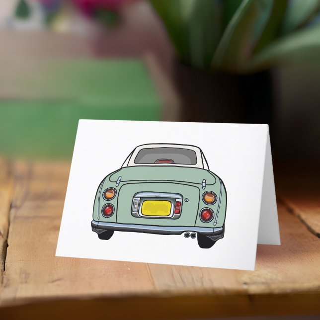 Figarations Emerald Green Figaro Car Birthday Card (A fun green figaro car greeting card perfect for any occasion)