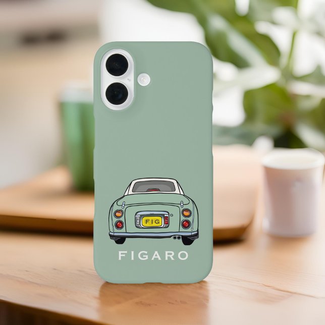 Figarations Emerald Green Figaro Car Personalised Case-Mate iPhone Case (Cute emerald green figaro phone case with space for your name or initials)