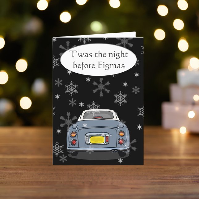 Figarations Figmas Lapis Figaro Car Christmas Holiday Card (Happy Fig-mas! A fun figgy themed christmas card to send to your car! (or your figgy loving friends))