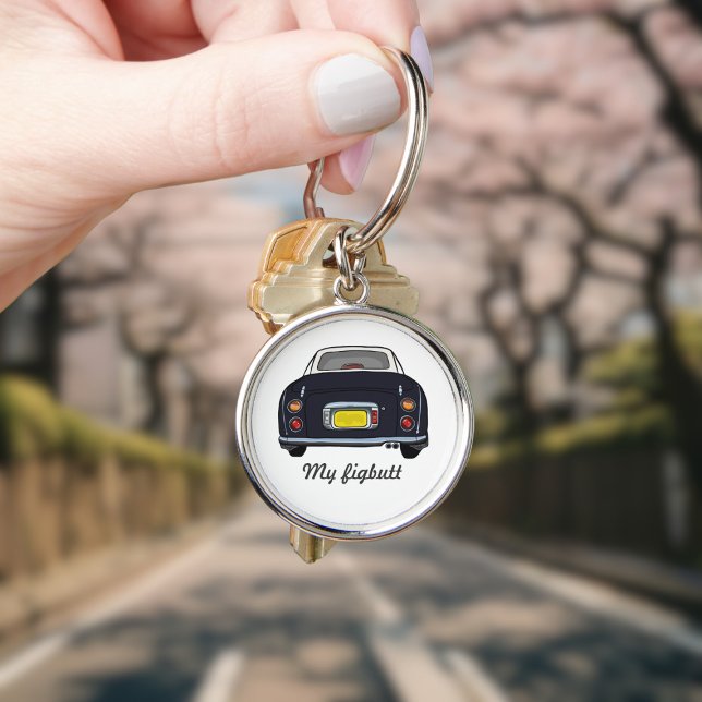 Figarations Funny Black Figaro Car Name Key Ring (Cute black figaro car keychain with space for your name)