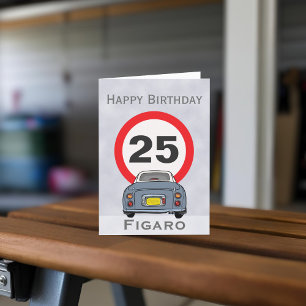 Figarations Lapis Grey Figaro Car Birthday Card