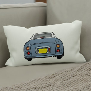 Figarations Lapis Grey Figaro Car Plaid Silhouette Lumbar Cushion