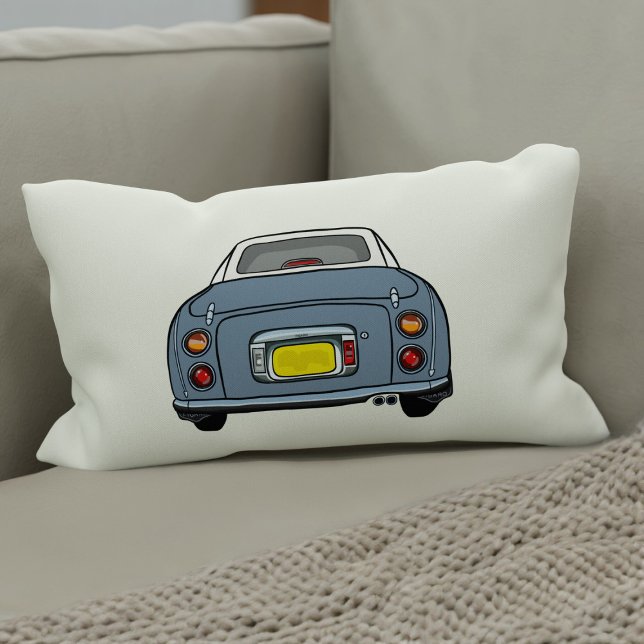 Figarations Lapis Grey Figaro Car Plaid Silhouette Lumbar Cushion (A fun lapis figgy lumbar pillow for your car or home. You can easily change the background colour)