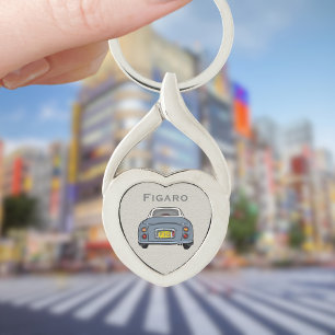 Figarations Lapis Grey Figaro Car Silver Heart Key Ring