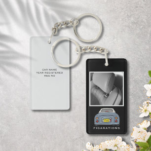Figarations Lapis Grey Figaro Photo Monogram Key Ring