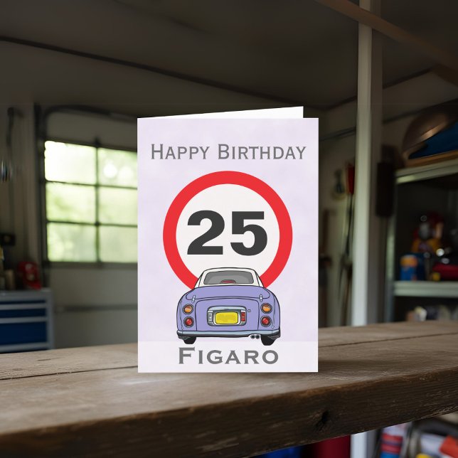 Figarations Lilac Figaro Car Birthday Card (Happy birthday to your car! (or send it to your figaro loving friends))