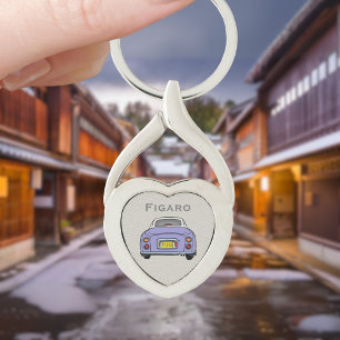 Figarations Lilac Figaro Car Monogram Silver Heart Key Ring